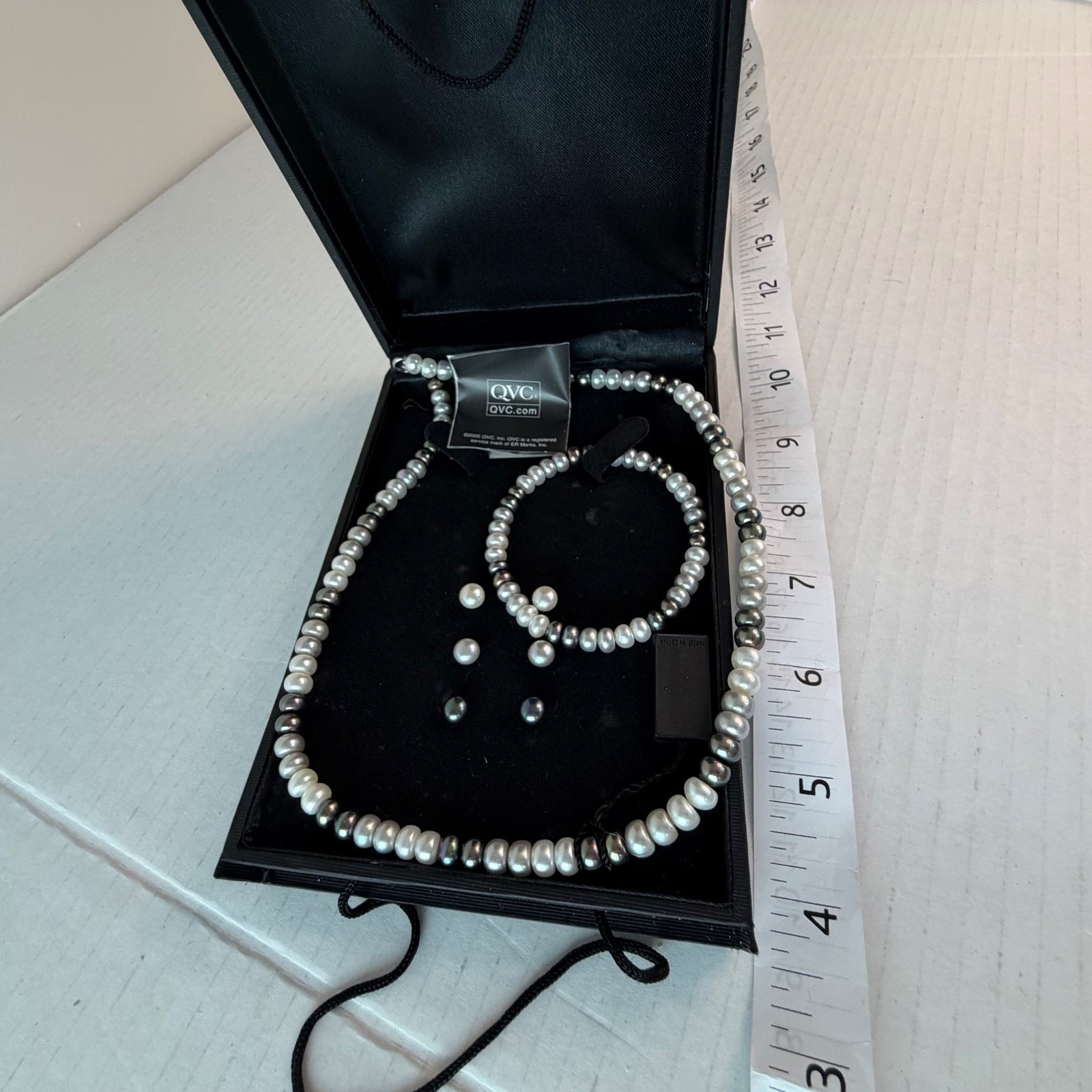 Honora Collection Necklace New Black White Freshwater Pearls Sterling Clasp